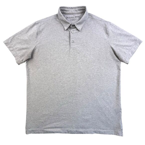 Mizzen + Main Polo Shirt Size XL Gray Trim Fit Golf Short Sleeve Stretch - Picture 2 of 11